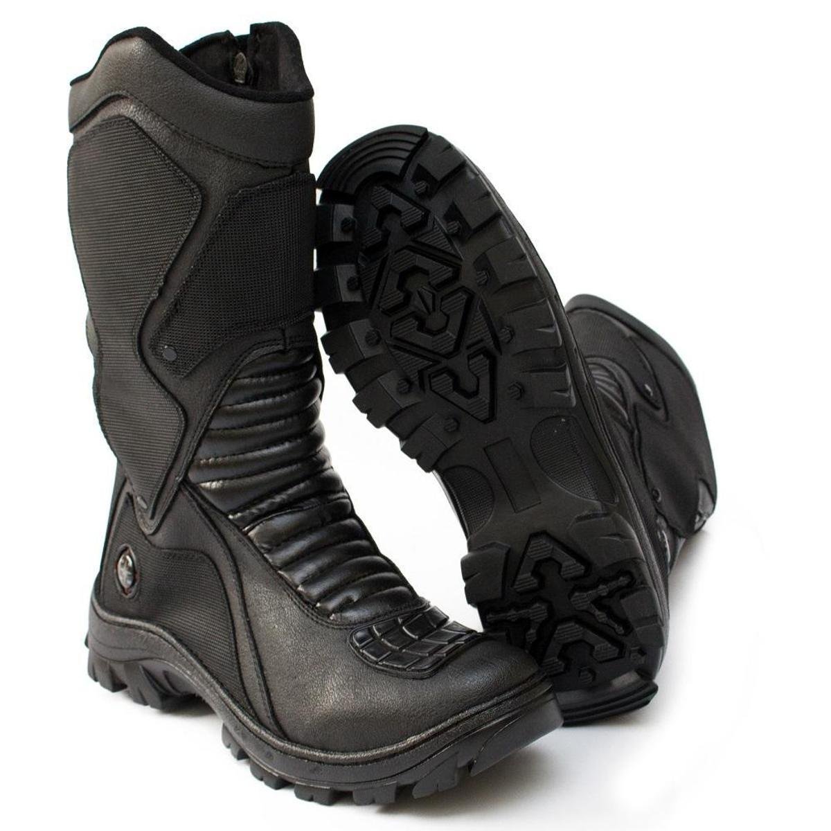 Bota Coturno Masculino CouroCano Alto Lisa Zíper Pesca Menor preço em Bota Coturno Masculino CouroCano Alto Lisa Zíper Pesca