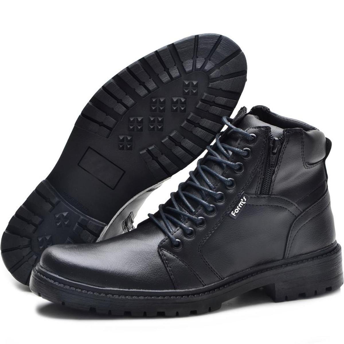 Bota Coturno Masculino Form's Brasil Com Ziper - Preto Menor preço em Bota Coturno Masculino Form's Brasil Com Ziper - Preto