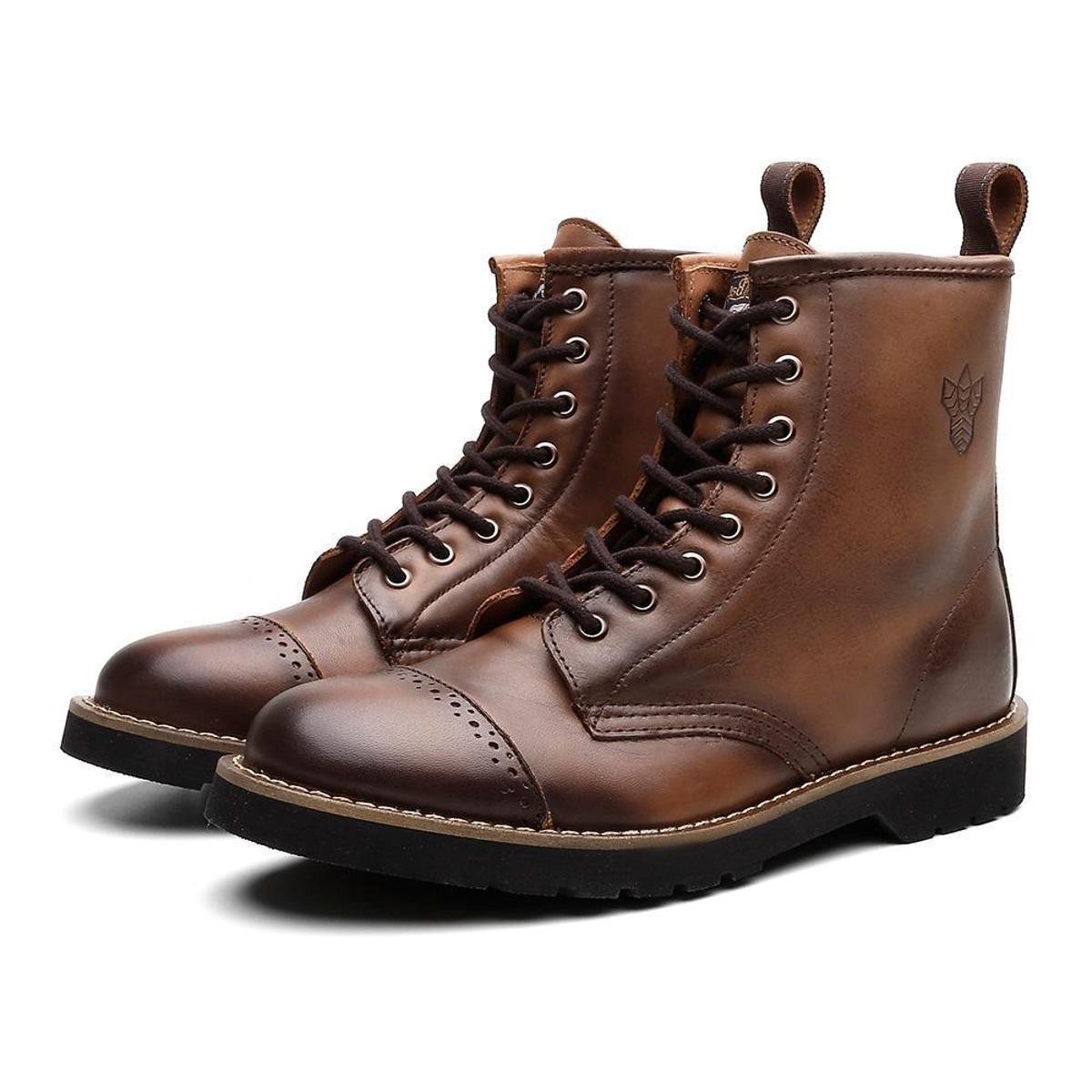 Bota Coturno Masculino London Couro Dia a Dia Black Boots - Marrom Escuro Menor preço em Bota Coturno Masculino London Couro Dia a Dia Black Boots - Marrom Escuro