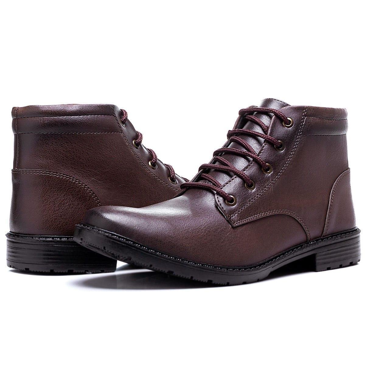 BOTA COTURNO MASCULINO MARROM - Marrom Menor preço em BOTA COTURNO MASCULINO MARROM - Marrom