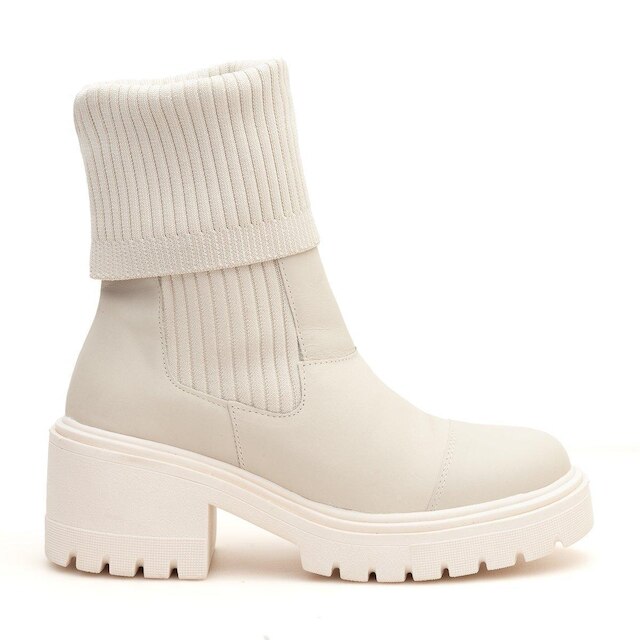 Bota Coturno Meia Feminino Cano Alto Salto Medio Off