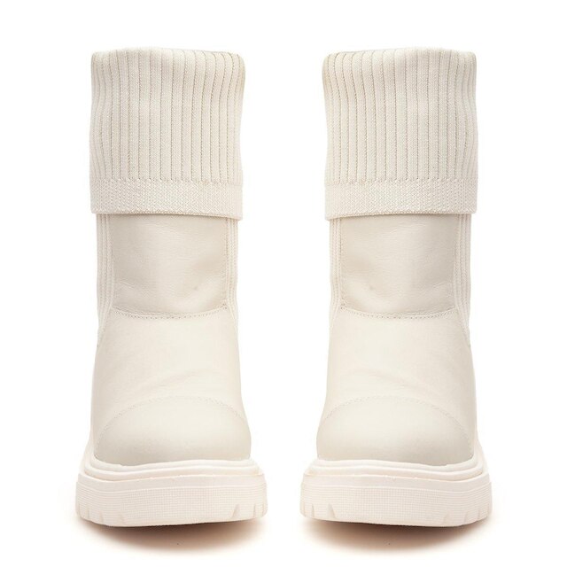 Bota Coturno Meia Feminino Cano Alto Salto Medio Off