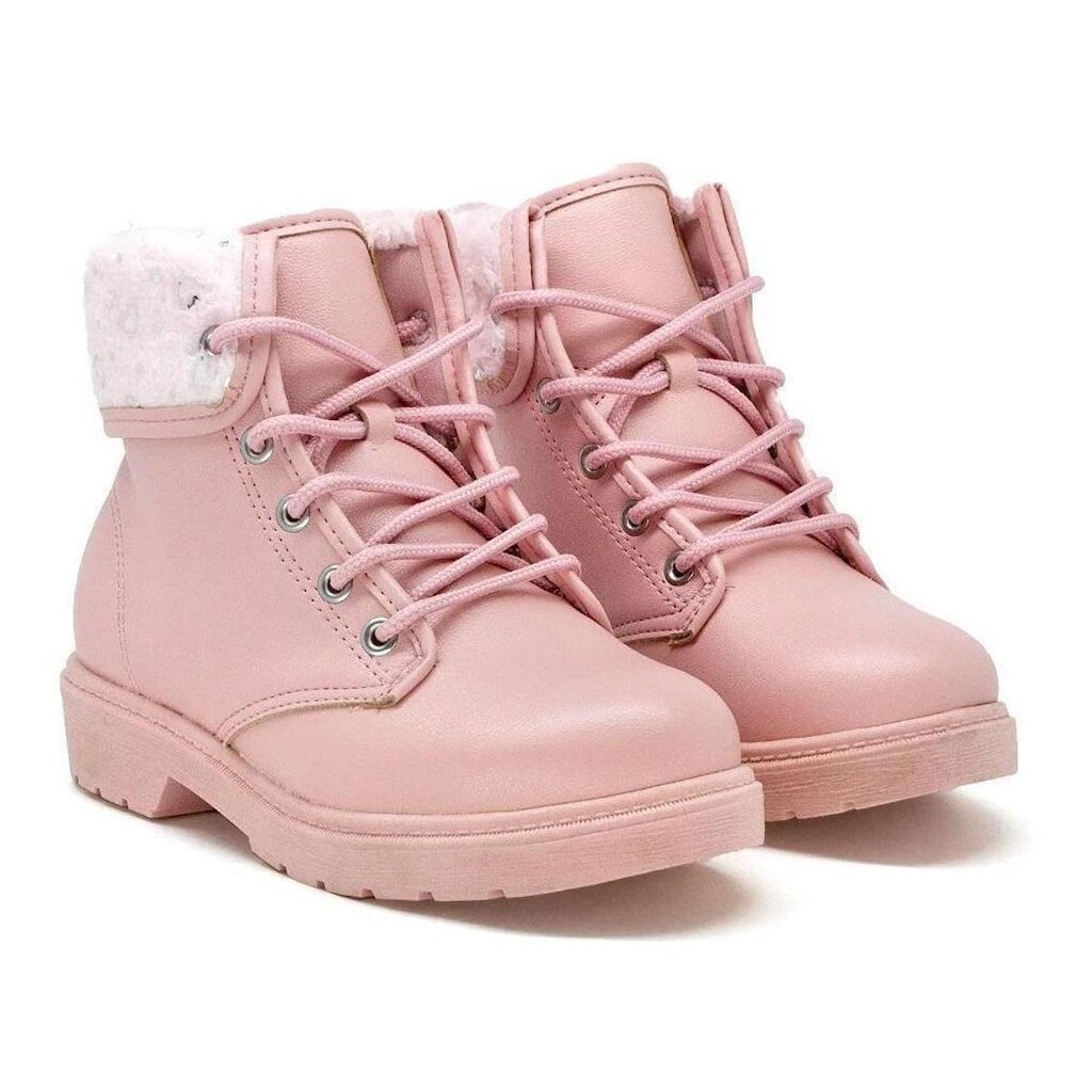 Bota Coturno Menina Molekinha Pelo Claro/Prata 2164.129