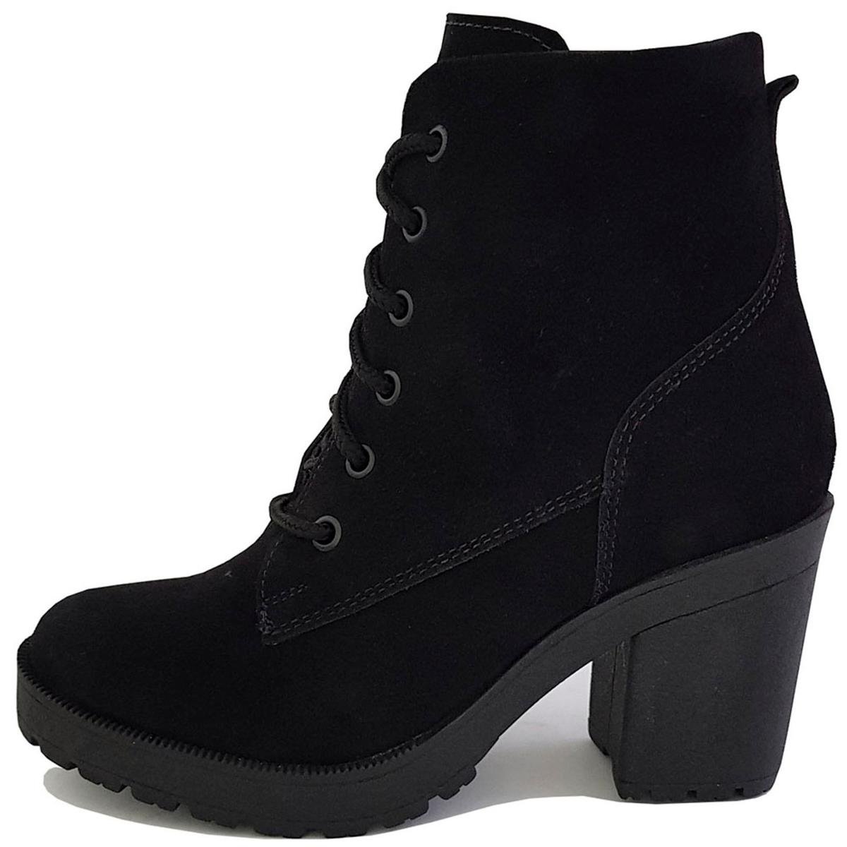 Bota Coturno Militar Motociclista Feminina Top Franca Shoes Camurça - Preto Menor preço em Bota Coturno Militar Motociclista Feminina Top Franca Shoes Camurça - Preto