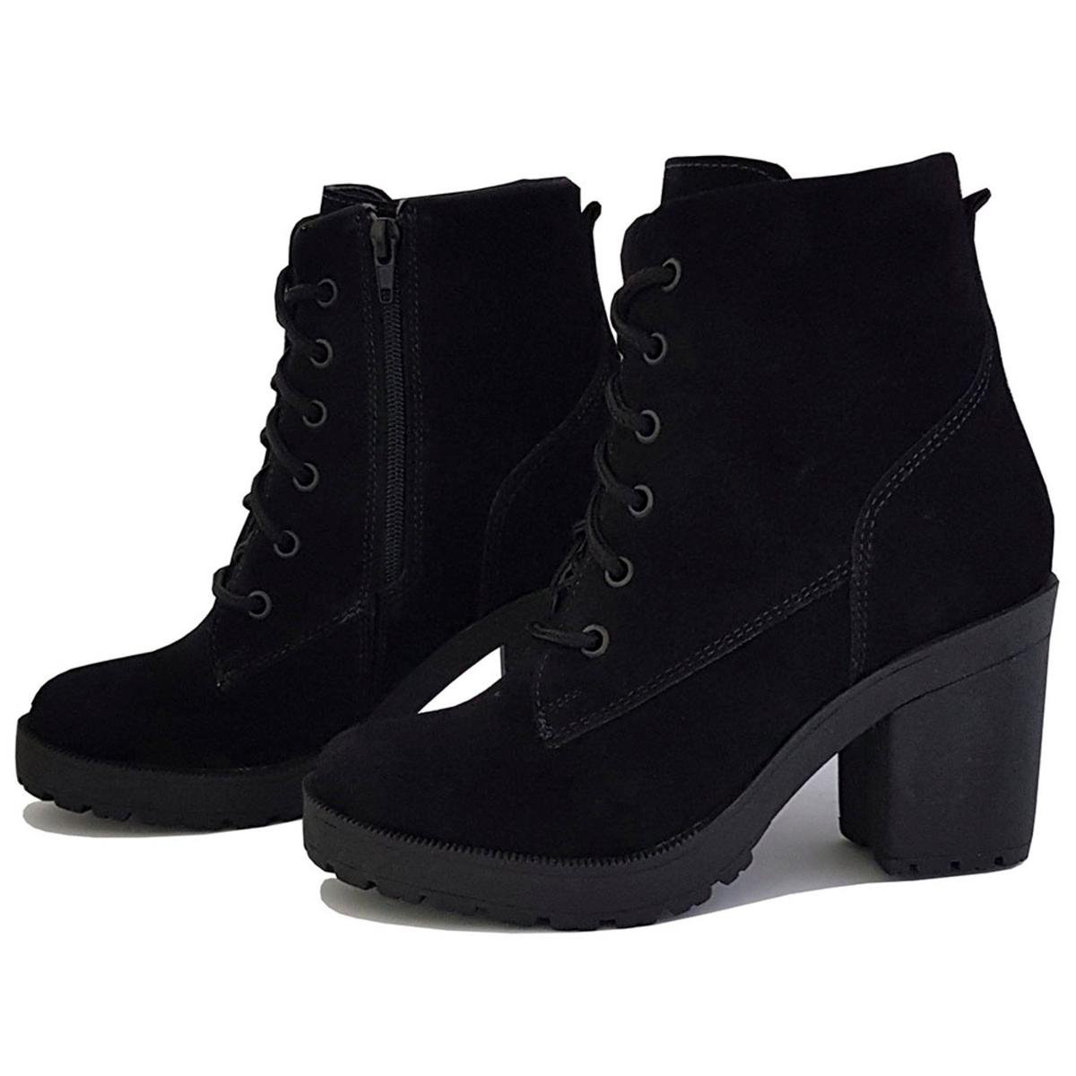 coturno feminino camurça preto