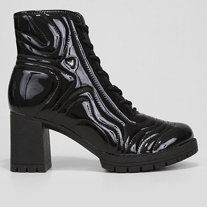 Bota Coturno Mississipi Salto Bloco Verniz Feminina - Feminino