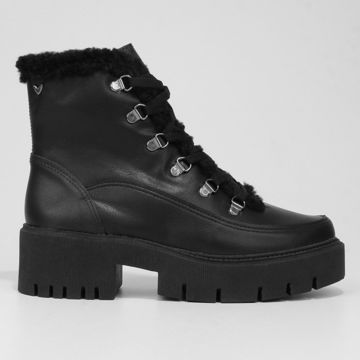 Bota Coturno Mississipi Tratorada Pelo Feminina - Preto Menor preço em Bota Coturno Mississipi Tratorada Pelo Feminina - Preto