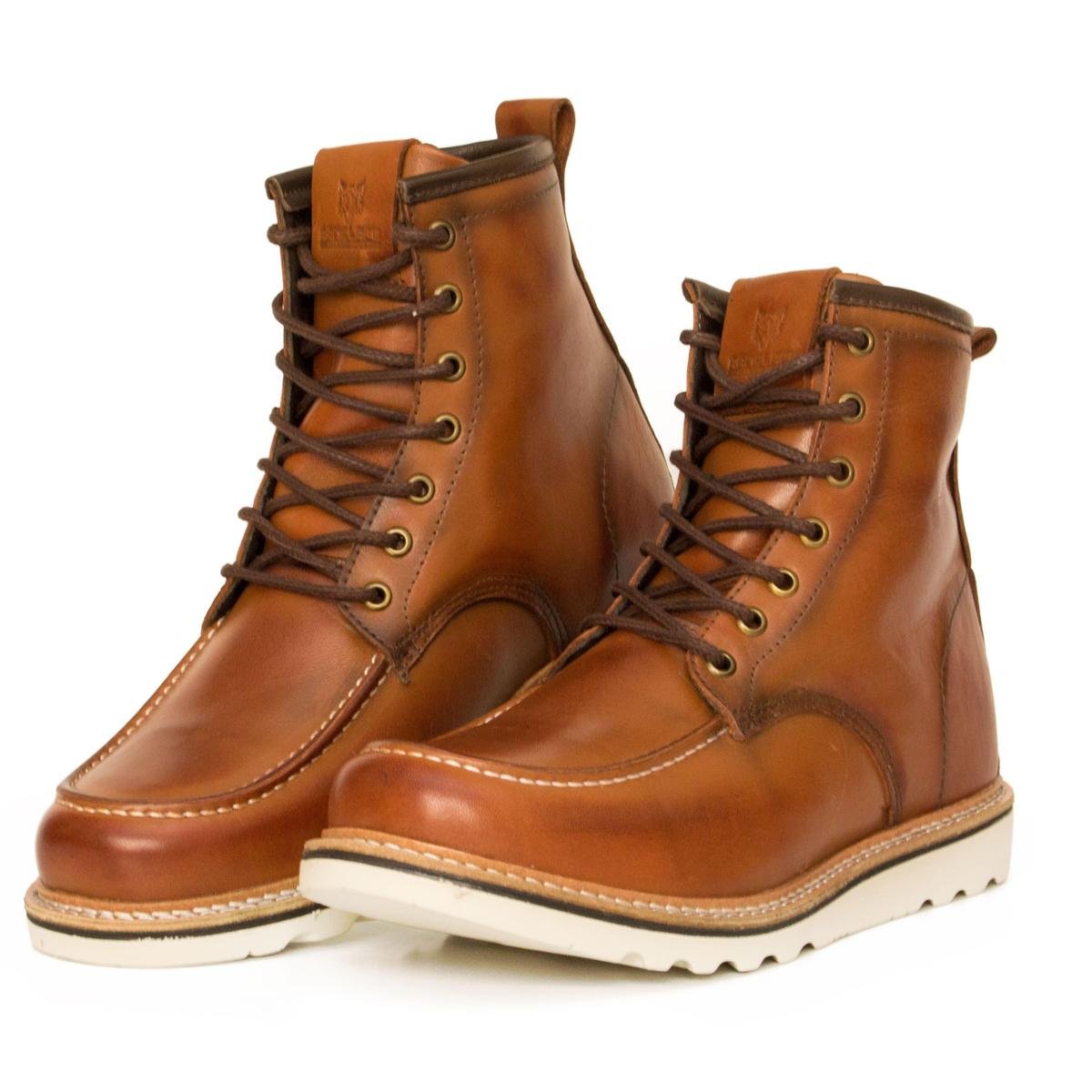 Bota Coturno Moc Toe Couro Spider Avelã Cmr Shoes - Marrom Claro | Zattini