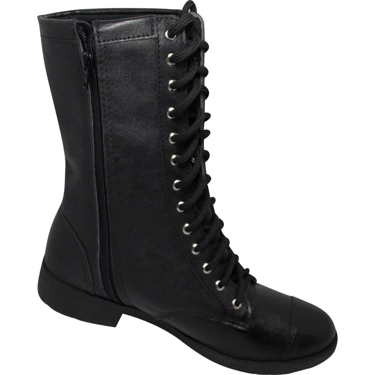 Bota Coturno Moda Pé Cano Médio Estilo Militar Feminina Menor preço em Bota Coturno Moda Pé Cano Médio Estilo Militar Feminina