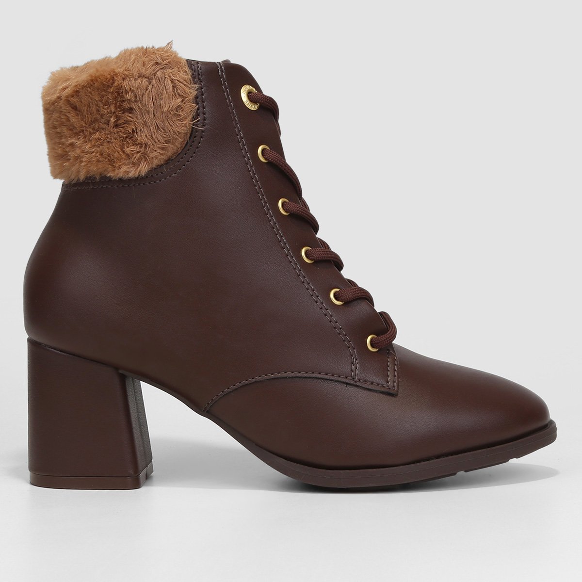 Bota Coturno Modare Pelo Cano Baixo Feminina - Café Menor preço em Bota Coturno Modare Pelo Cano Baixo Feminina - Café