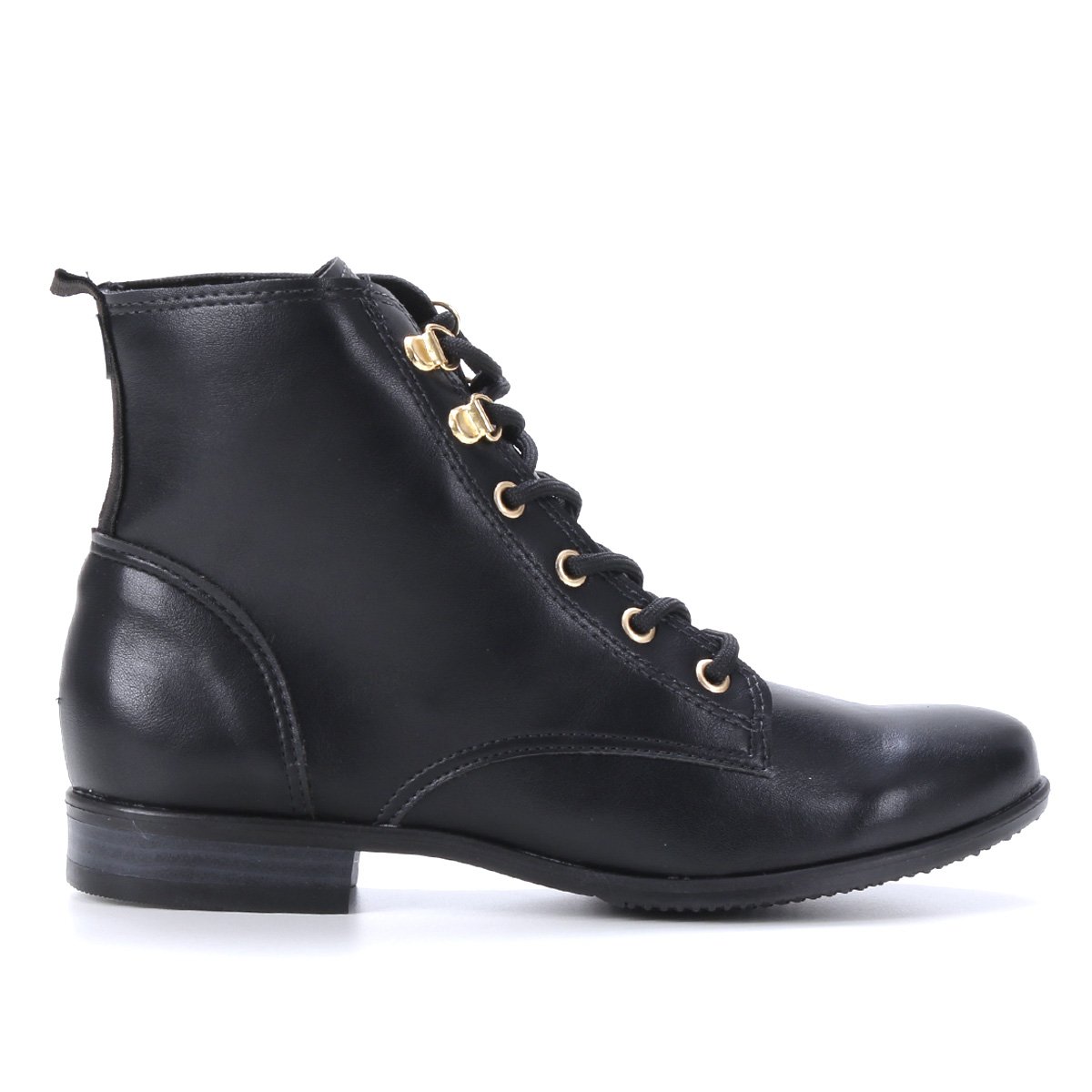 Bota Coturno Moleca Lisa Feminina - Preto Menor preço em Bota Coturno Moleca Lisa Feminina - Preto