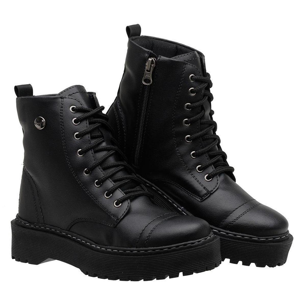 Bota Coturno Muritalle Sola Baixa Tratorada Exclusiva Feminina - Preto Fosco Menor preço em Bota Coturno Muritalle Sola Baixa Tratorada Exclusiva Feminina - Preto Fosco