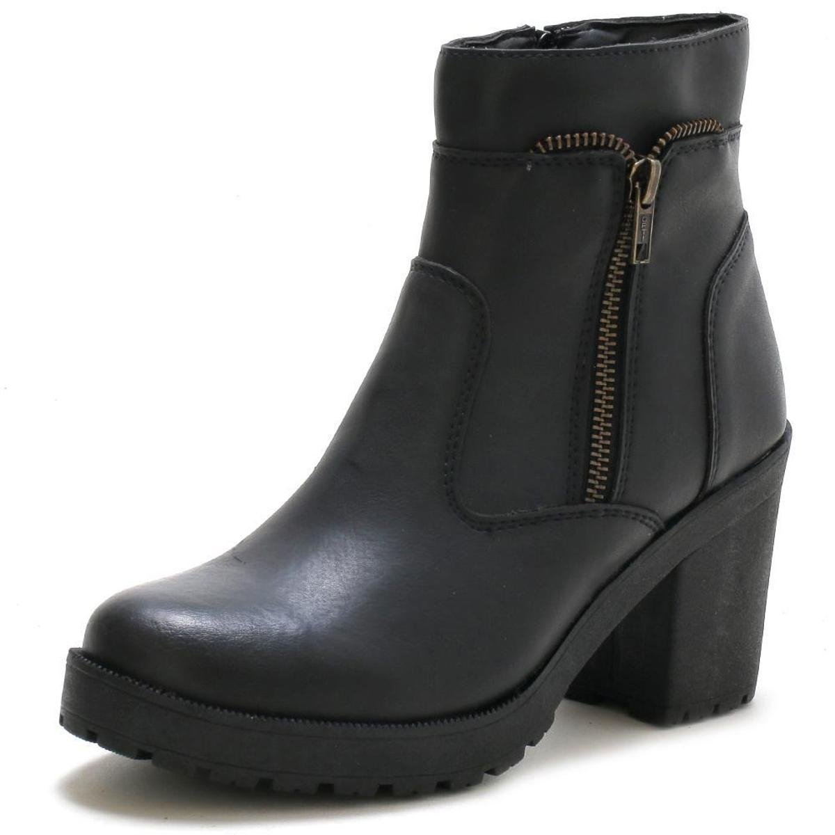 Bota Coturno Navit Tratorada Zíper Cano Curto - Preto Menor preço em Bota Coturno Navit Tratorada Zíper Cano Curto - Preto