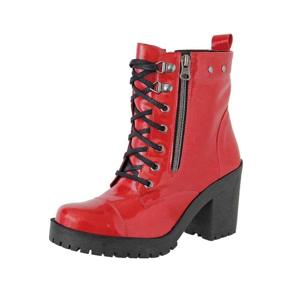 Bota Coturno Novo Hábito Salto Alto Tratorado Feminina Menor preço em Bota Coturno Novo Hábito Salto Alto Tratorado Feminina