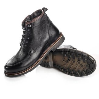 Bota Coturno Rafarillo Couro Aumenta Altura Lisa Masculina