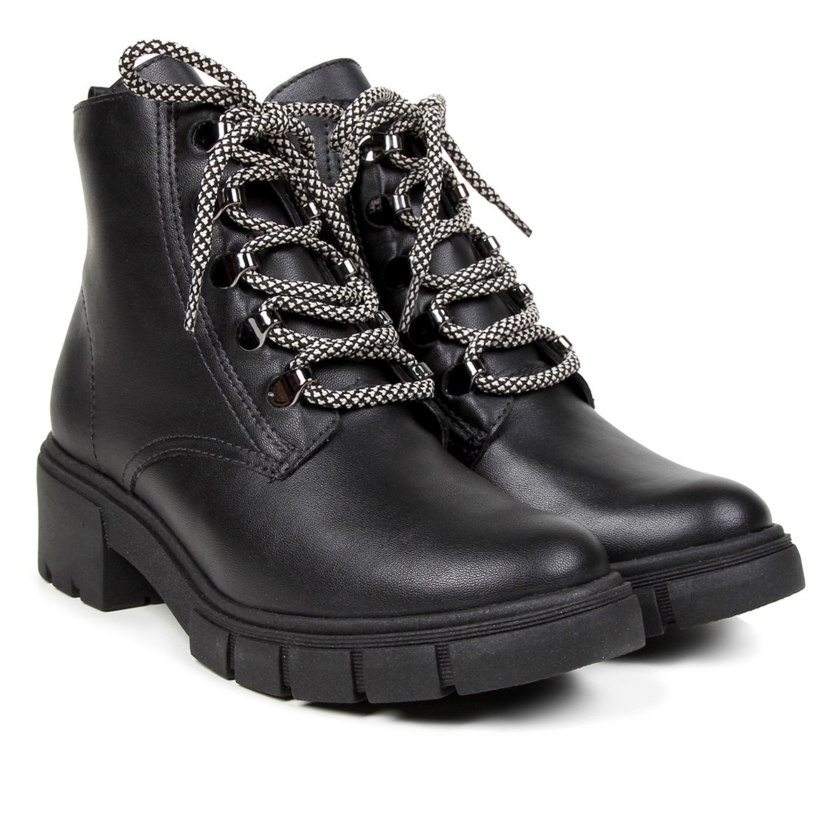 Bota Coturno Ramarim Cano Curto Feminina - Preto Menor preço em Bota Coturno Ramarim Cano Curto Feminina - Preto