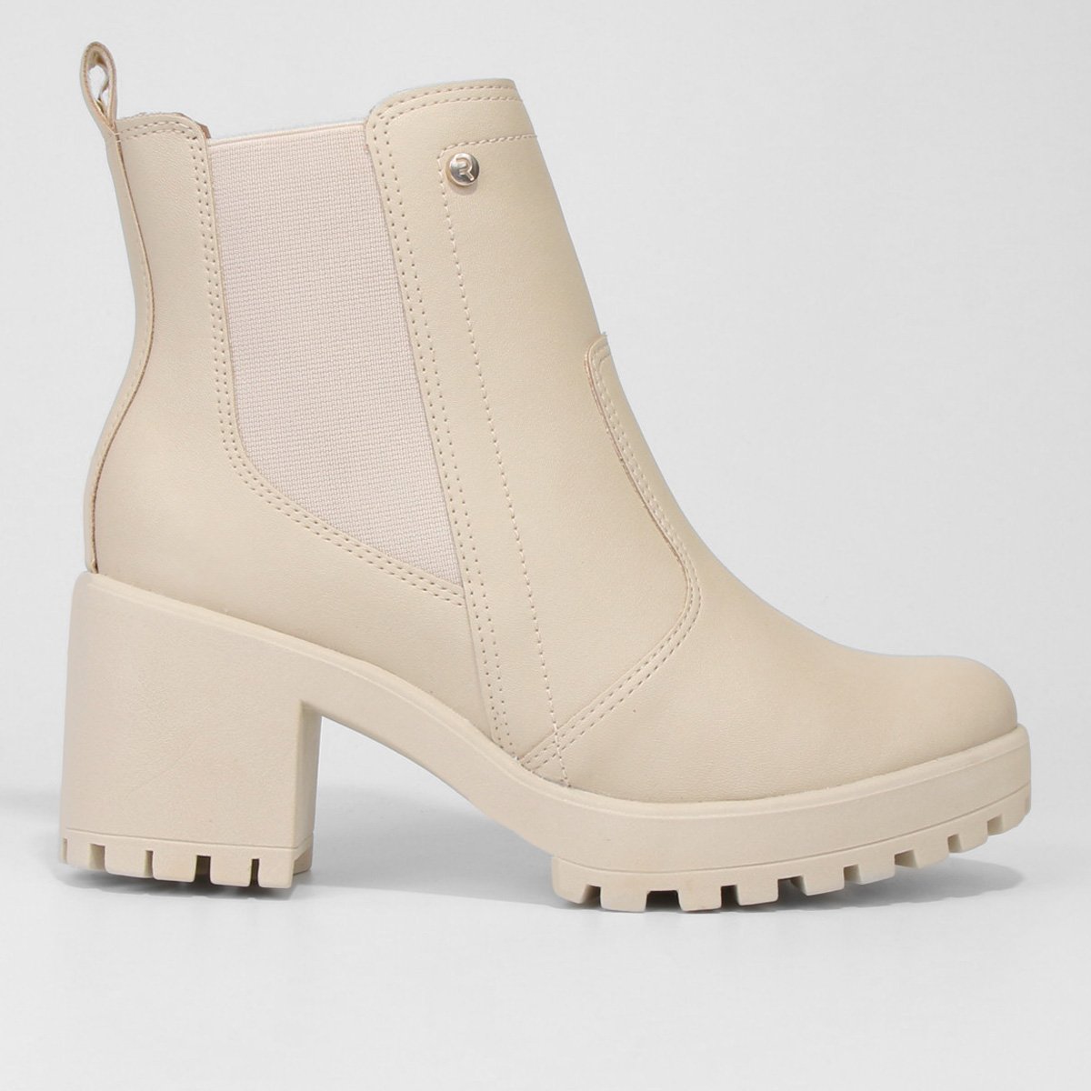 Bota Coturno Ramarim Cano Médio Feminina - Off White Menor preço em Bota Coturno Ramarim Cano Médio Feminina - Off White