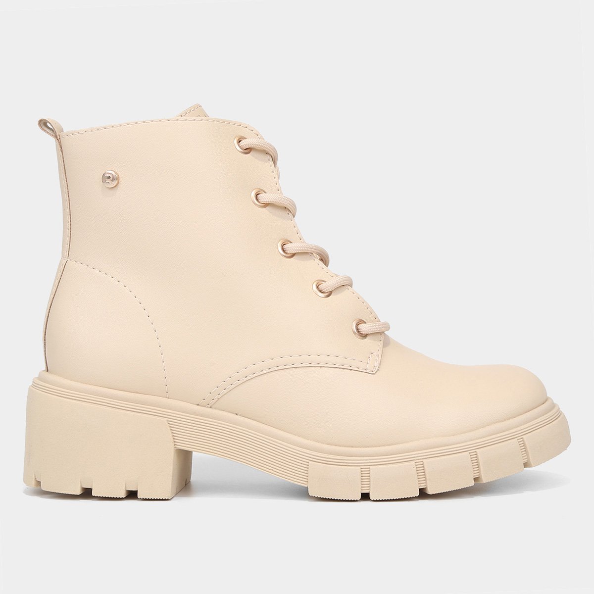 Bota Coturno Ramarim Tratorada Feminina - Off White Menor preço em Bota Coturno Ramarim Tratorada Feminina - Off White