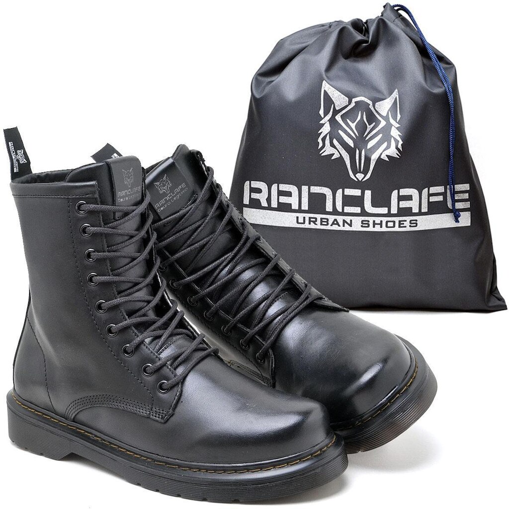 Bota Coturno Rock Cano Alto Couro Masculino