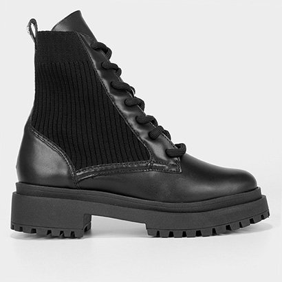 Bota Coturno Shoestock Knit Tratorada Feminina - Feminino