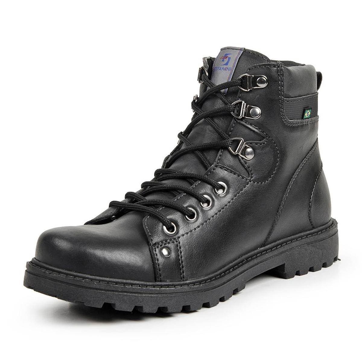 Bota Coturno Stefanini Firenze Masculina - Preto Menor preço em Bota Coturno Stefanini Firenze Masculina - Preto