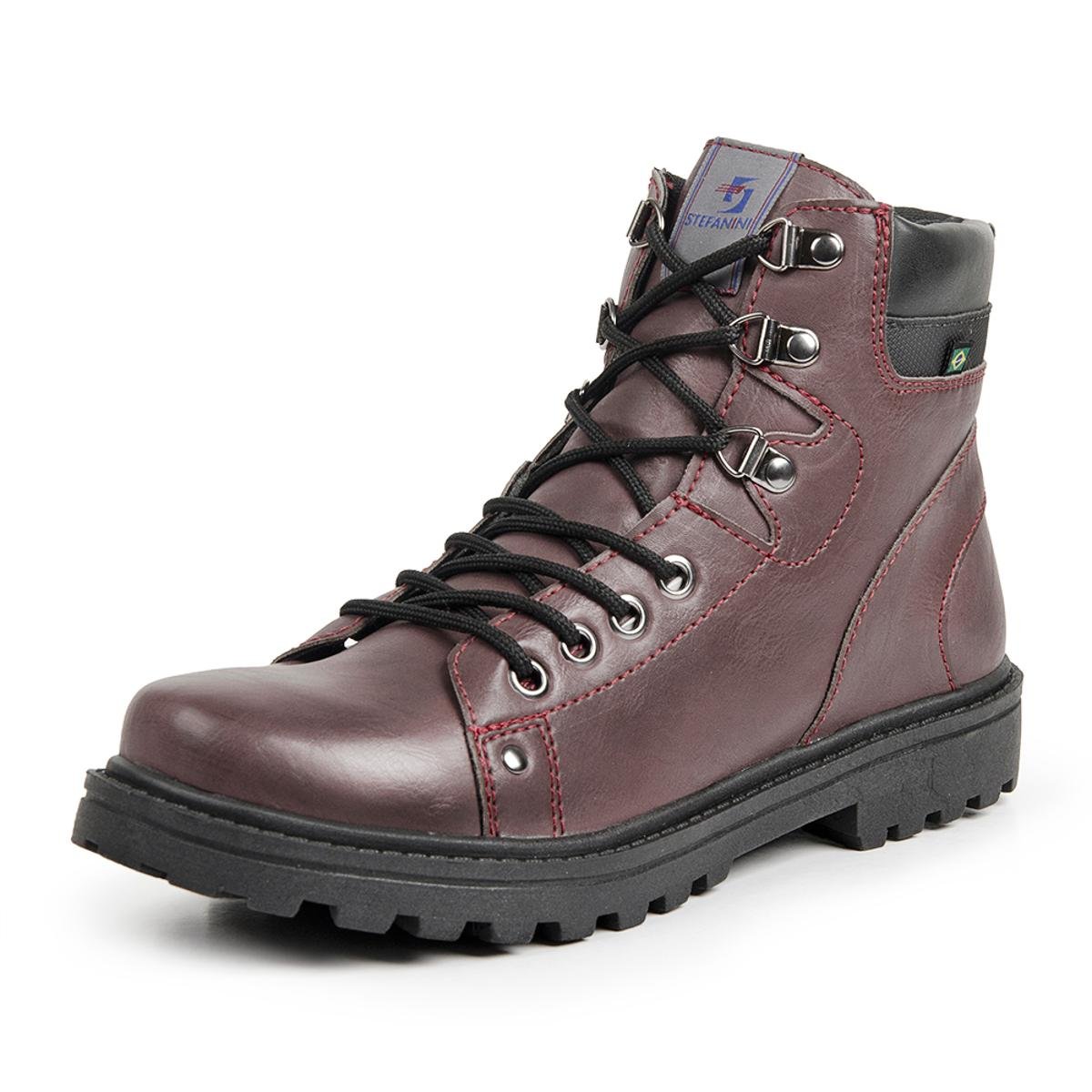 Bota Coturno Stefanini Firenze Masculina - Vinho Menor preço em Bota Coturno Stefanini Firenze Masculina - Vinho