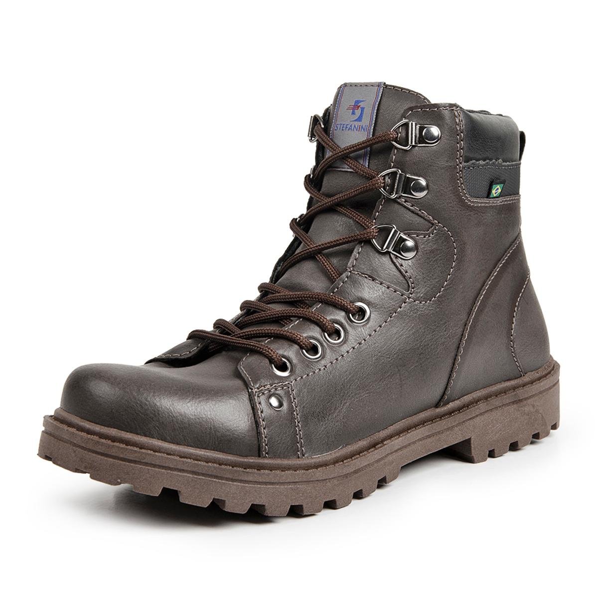 Bota Coturno Stefanini Firenze Masculina - Marrom Menor preço em Bota Coturno Stefanini Firenze Masculina - Marrom