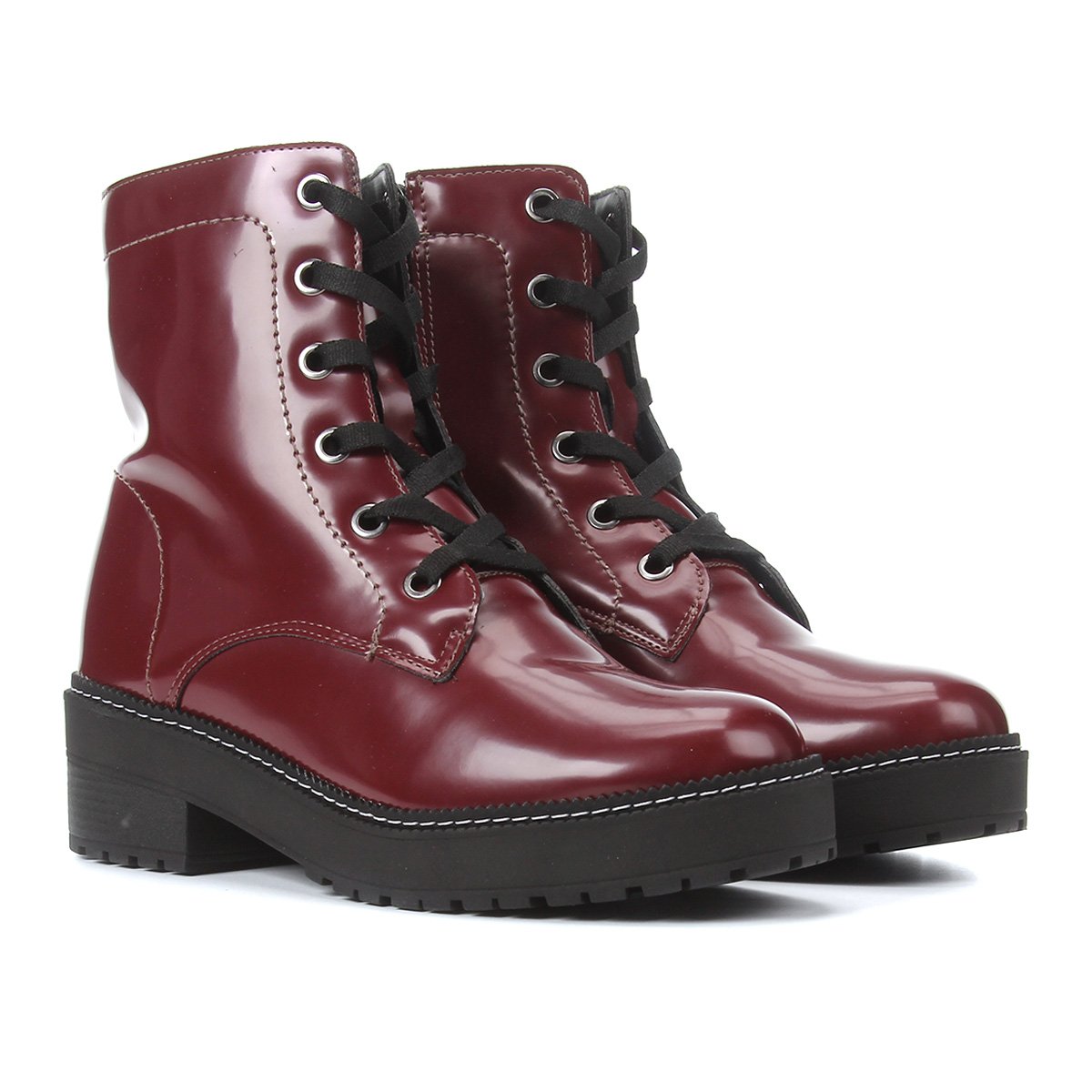 Bota Coturno Studio Ana Paula Cano Curto Feminina - Vinho Menor preço em Bota Coturno Studio Ana Paula Cano Curto Feminina - Vinho