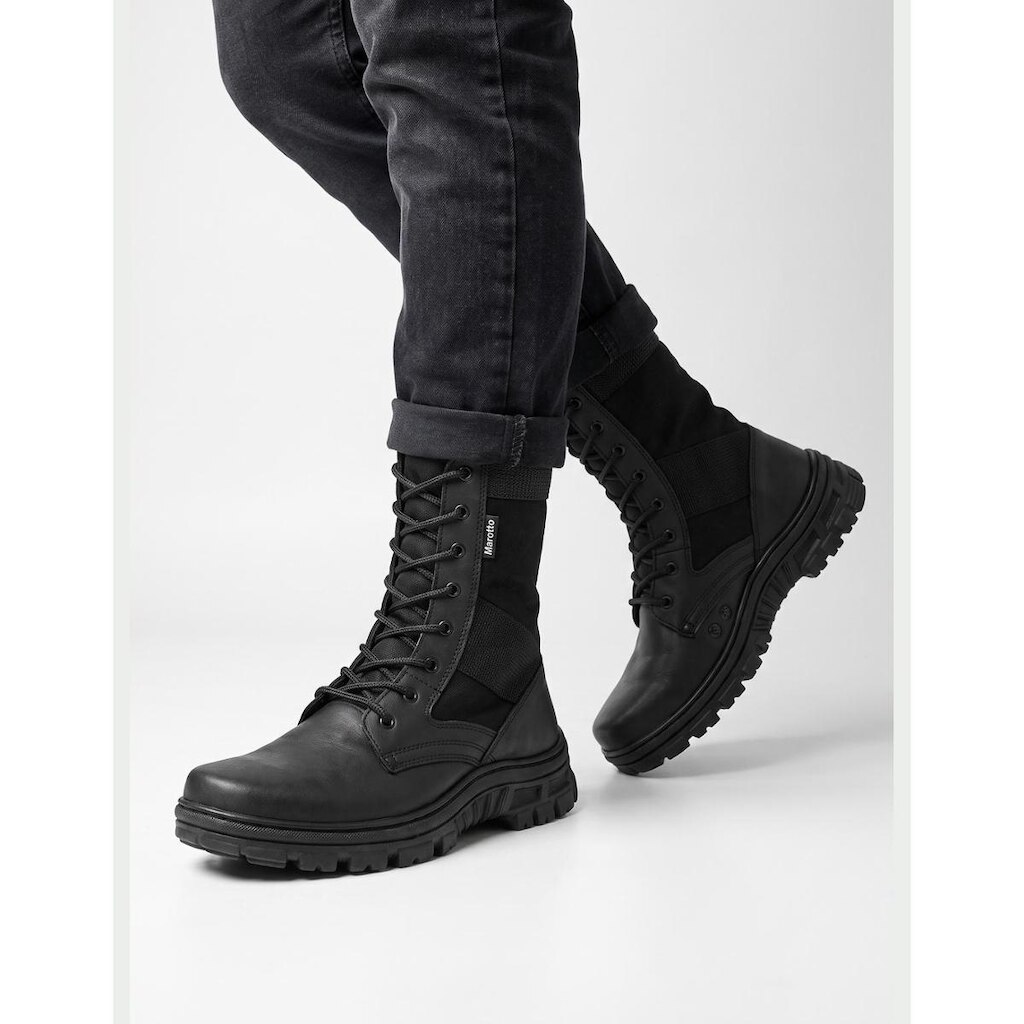 Bota coturno tático masculino couro legítimo cano alto militar