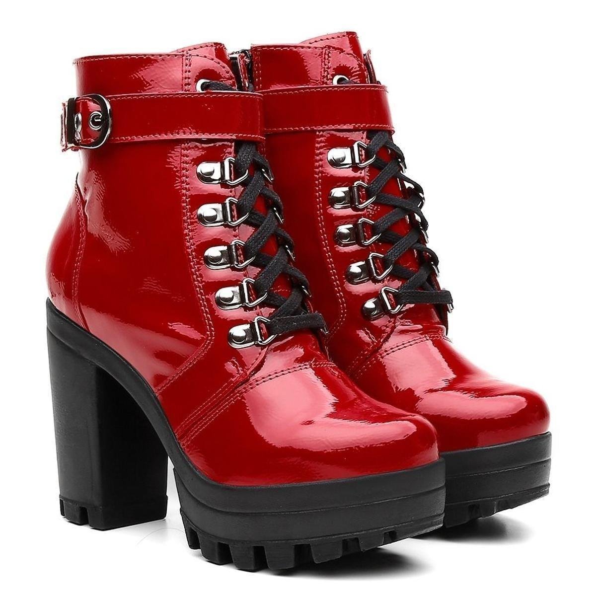 Bota Coturno Tratorada Fivela Vicerinne Feminina - Vermelho é ruim? Bota Coturno Tratorada Fivela Vicerinne Feminina - Vermelho é boa?