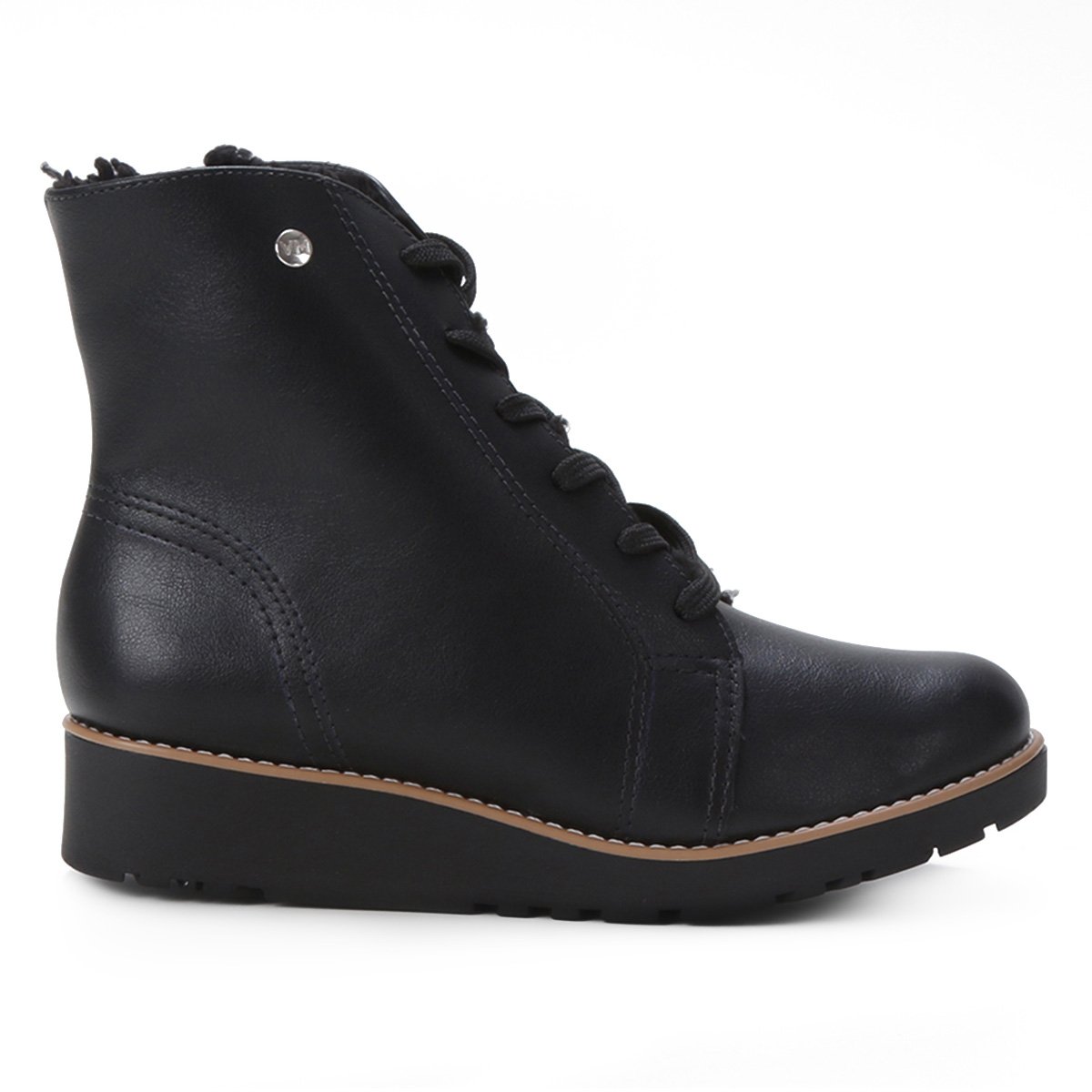 Bota Coturno Via Marte Anabela Feminina - Preto Menor preço em Bota Coturno Via Marte Anabela Feminina - Preto