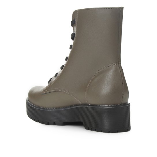 Bota Coturno Via Marte Flatform Feminina - Verde