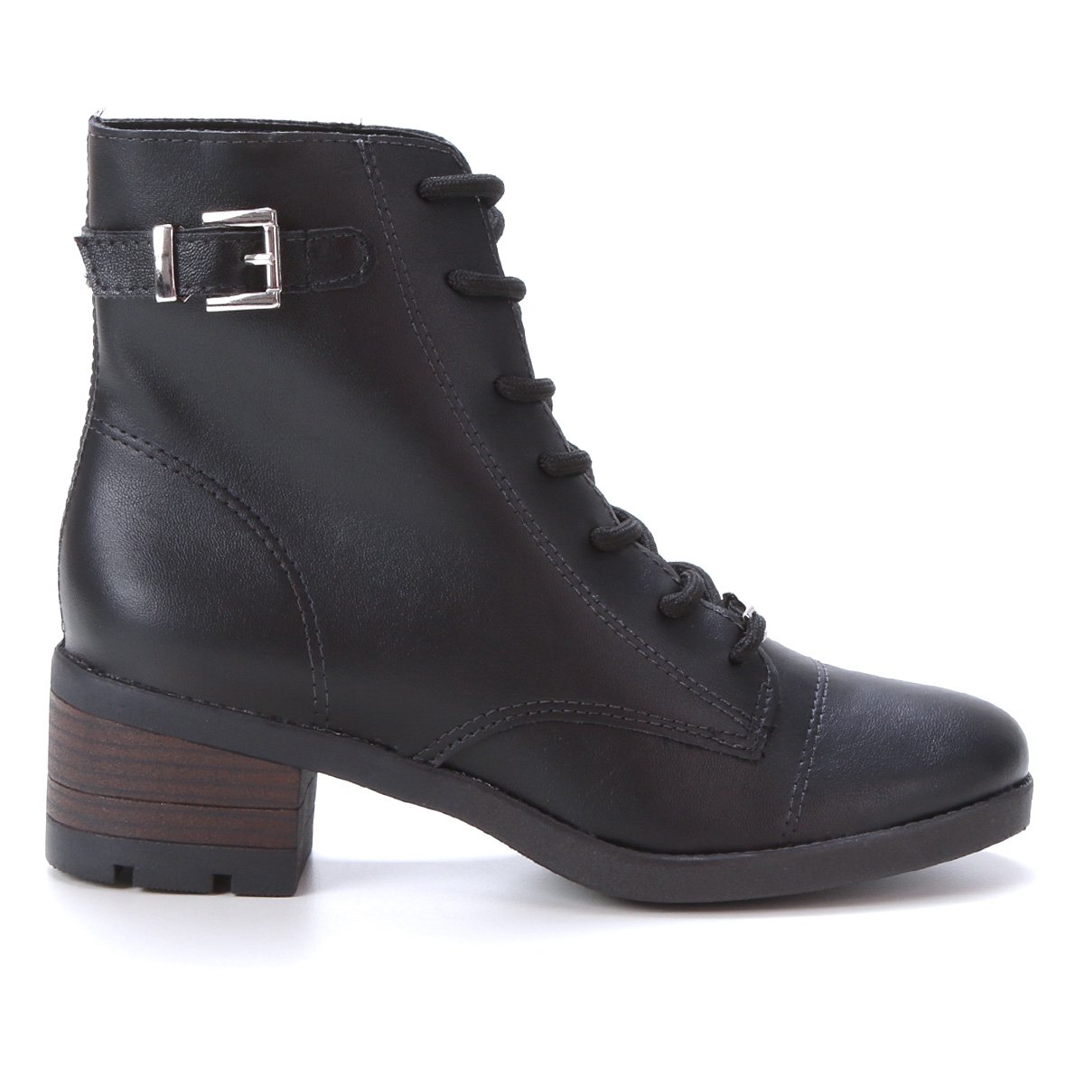 Bota Coturno Via Marte Salto Baixo Feminina - Preto Menor preço em Bota Coturno Via Marte Salto Baixo Feminina - Preto