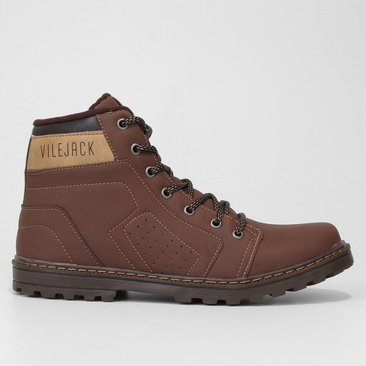 Bota Coturno Vilejack Masculina - Marrom Escuro Menor preço em Bota Coturno Vilejack Masculina - Marrom Escuro