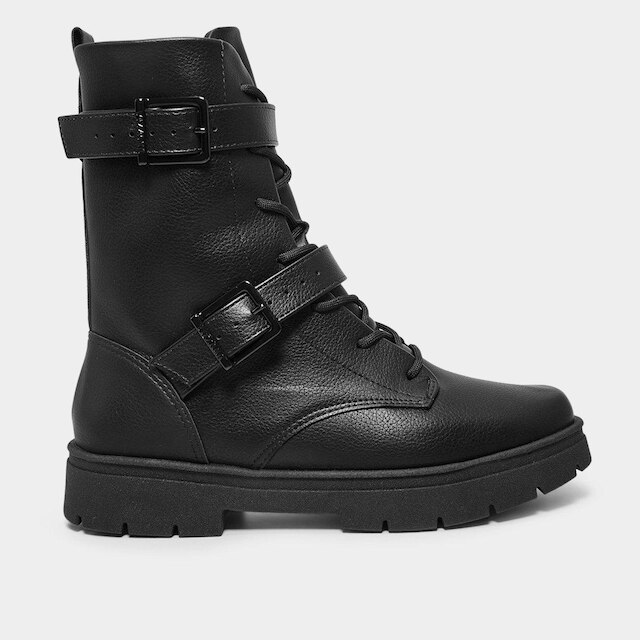 Bota Coturno Vizzano Fivelas Cano Médio Feminina