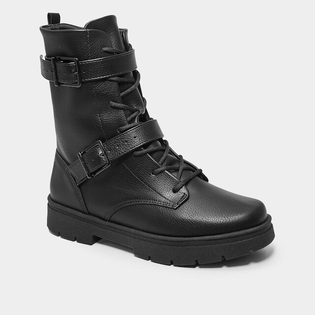 Bota Coturno Vizzano Fivelas Cano Médio Feminina