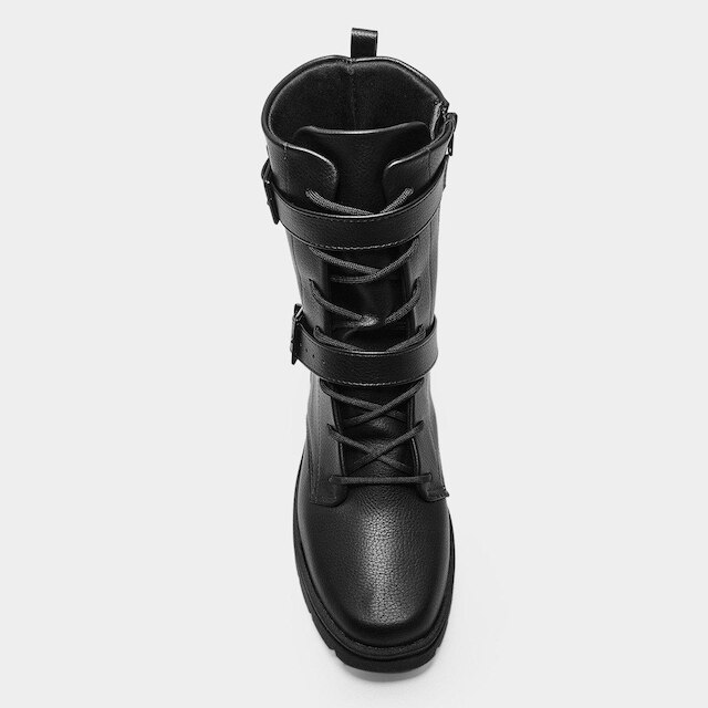 Bota Coturno Vizzano Fivelas Cano Médio Feminina