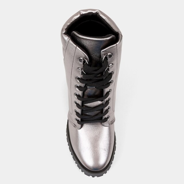 Bota Coturno Vizzano Metalizada Salto Alto Feminina