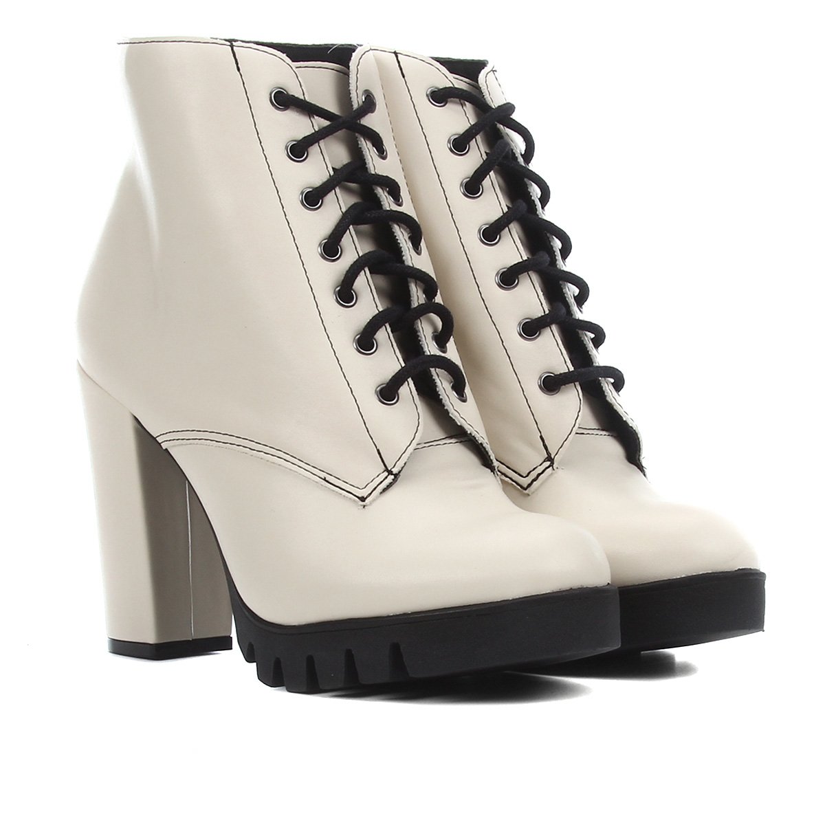 Bota Coturno Zatz Meia Pata Tratorada Feminina - Off White+Preto é ruim? Bota Coturno Zatz Meia Pata Tratorada Feminina - Off White+Preto é boa?