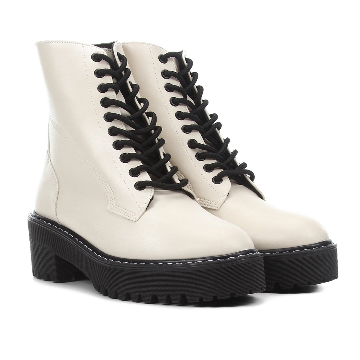 Bota Coturno Zatz Tratorada Feminina - Off White Menor preço em Bota Coturno Zatz Tratorada Feminina - Off White