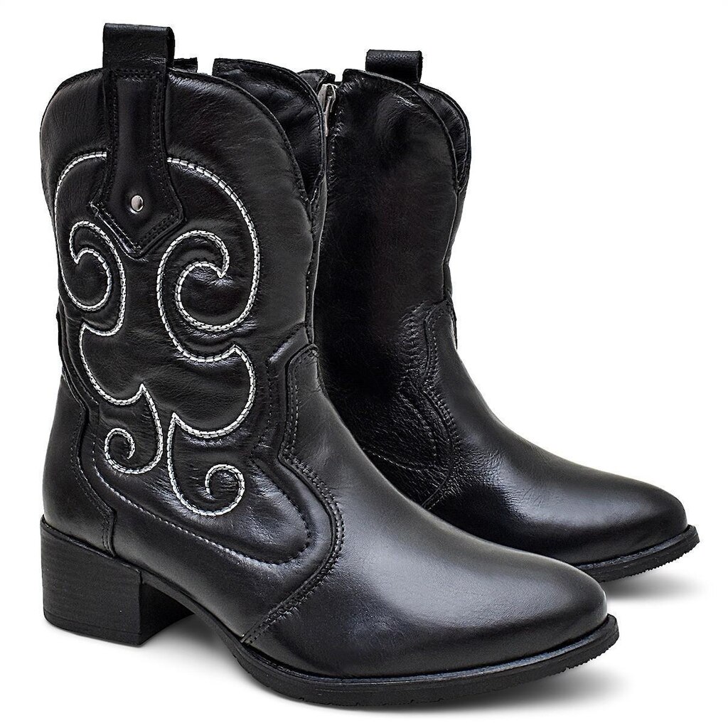 Bota Country Feminina Texas Couro Cano Alto Solado Borracha