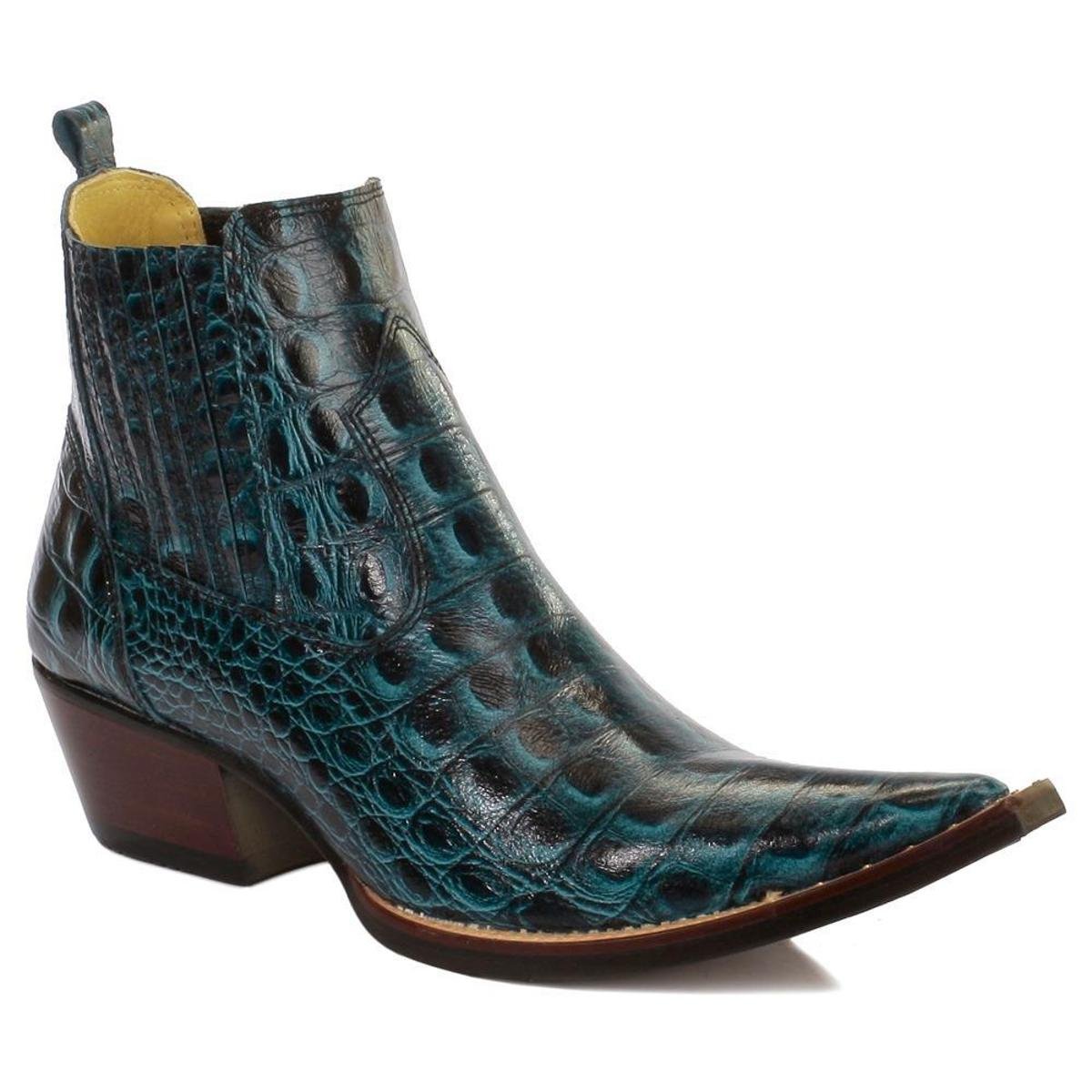 Bota Country Masculina Cano Curto Bico Fino JM Country Couro Dubai