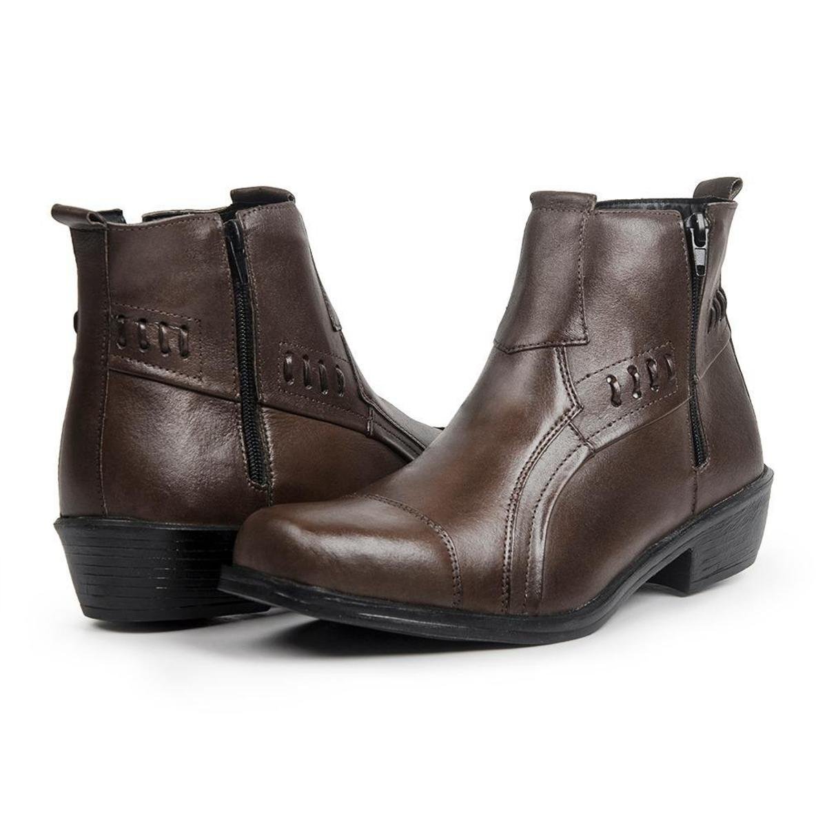 Bota Country Masculina com zíper em Couro Sola de Borracha - Marrom é boa?