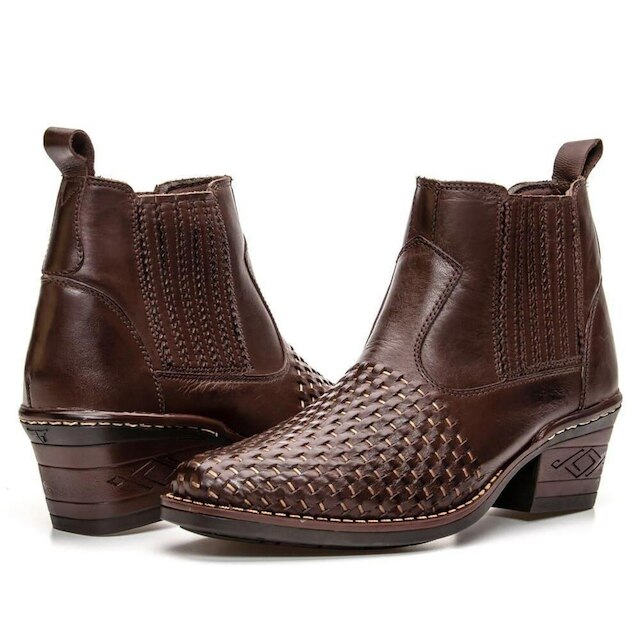 Bota Country Masculina de Couro Tresse Francasoes NS Texan West