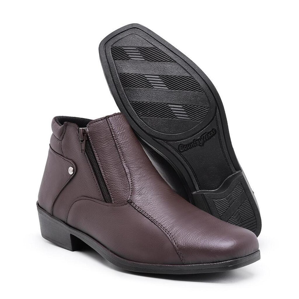 Bota Country Masculina Em Couro Cano Curto 202