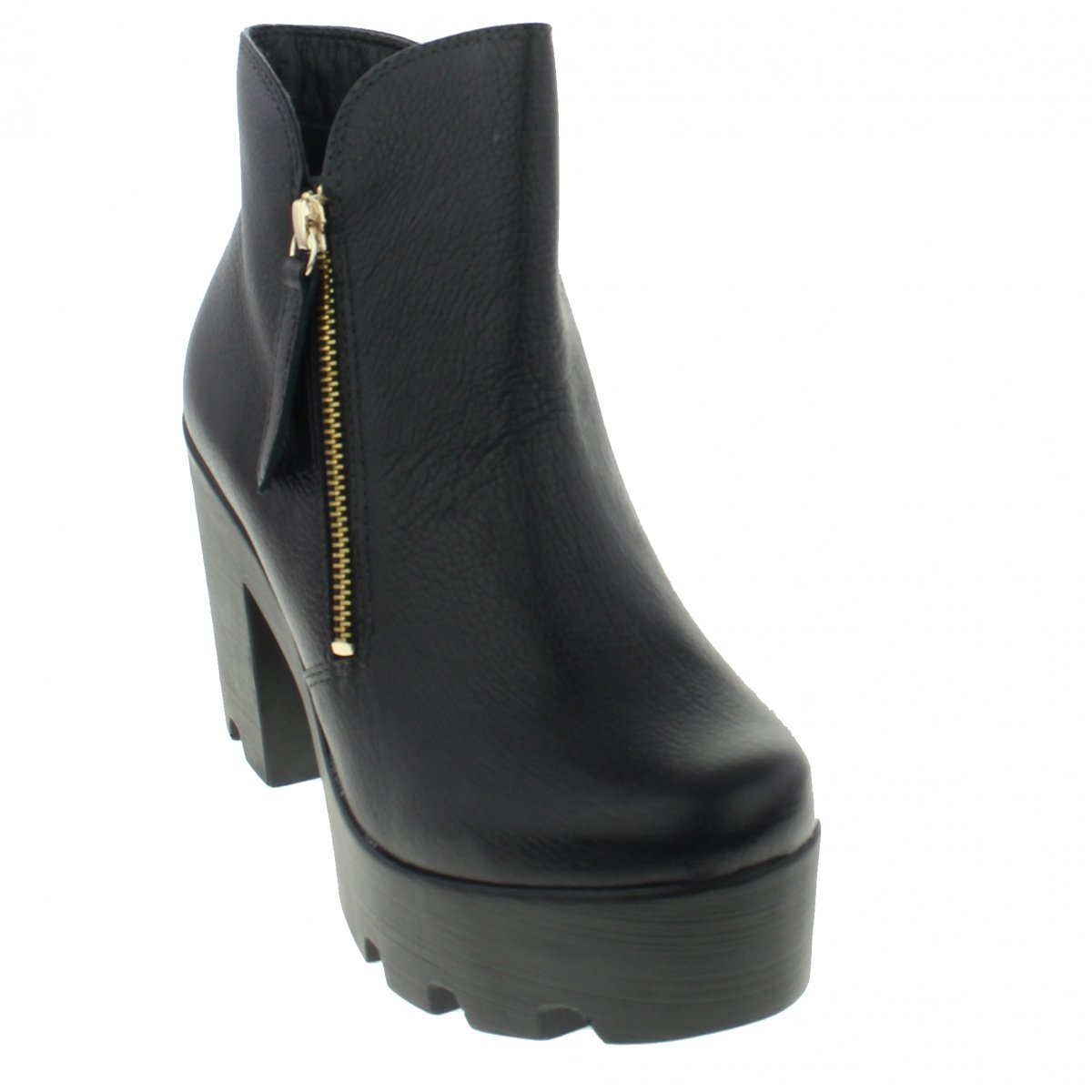 Bota Couro Ankle Boots Divalesi Floater Tratorado Feminina - Preto Menor preço em Bota Couro Ankle Boots Divalesi Floater Tratorado Feminina - Preto