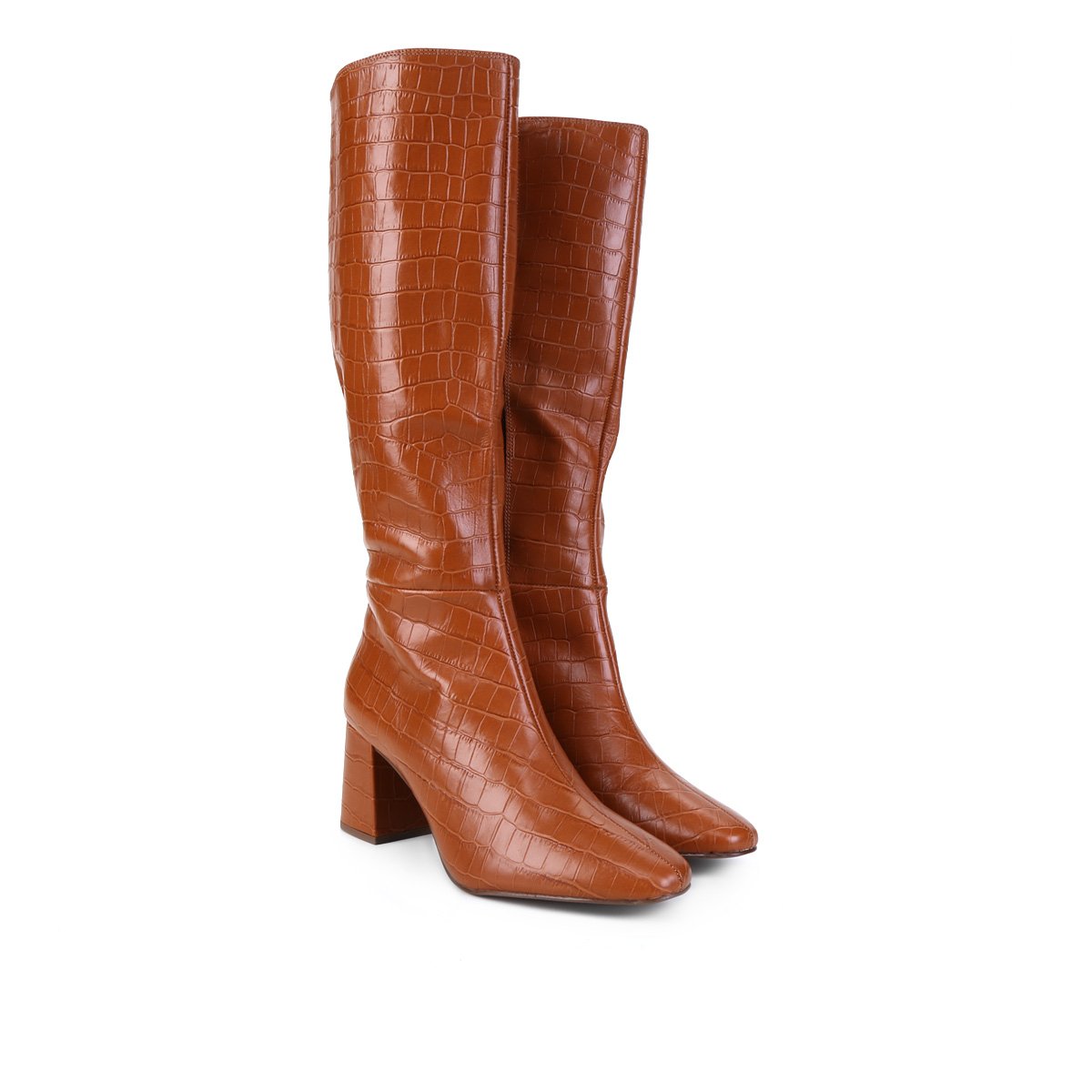 Bota Couro Cano Alto Loucos & Santos Croco Salto Grosso Feminina - Caramelo é ruim? Bota Couro Cano Alto Loucos & Santos Croco Salto Grosso Feminina - Caramelo é boa?