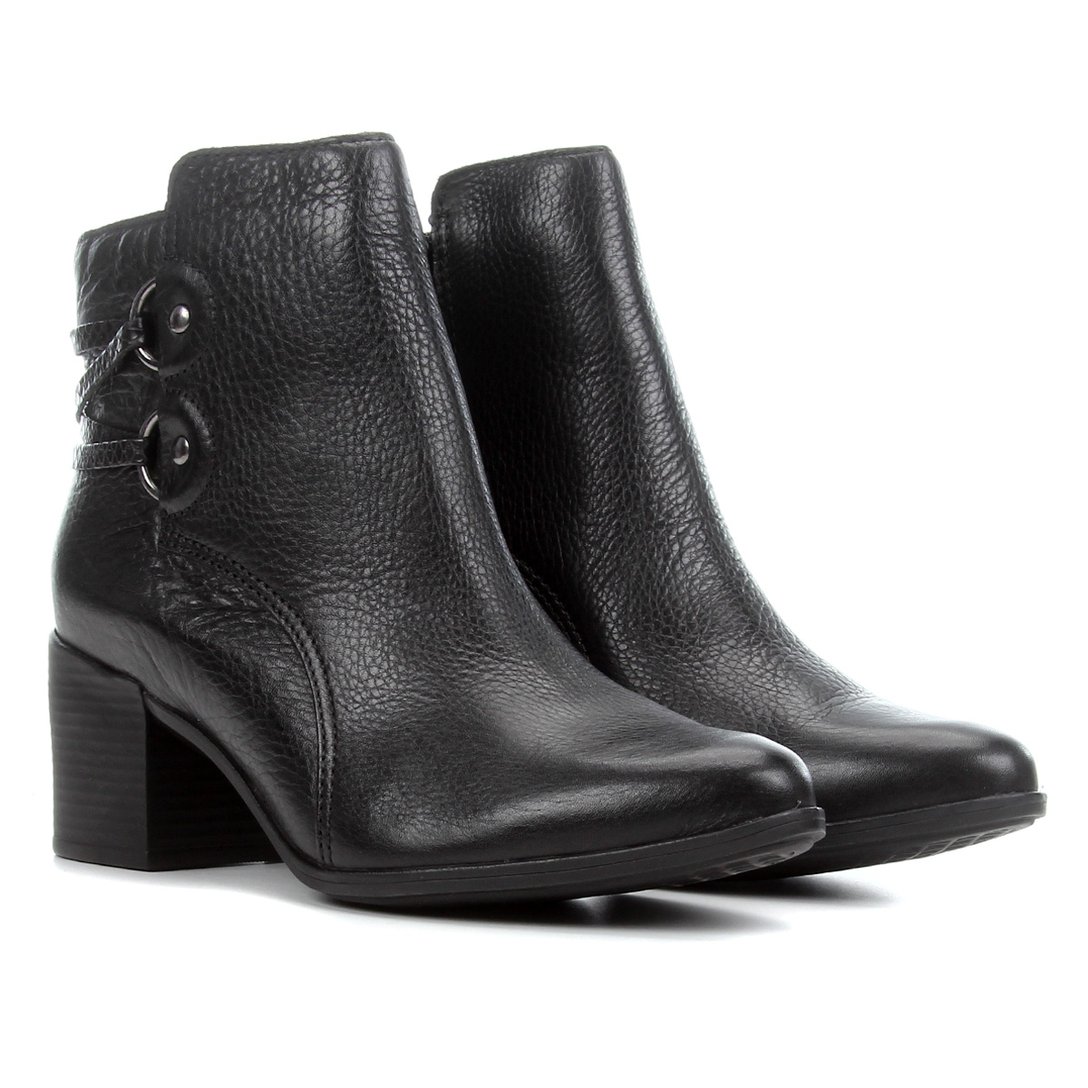 Bota Couro Cano Curto Bottero Tiras Feminina - Preto | Zattini