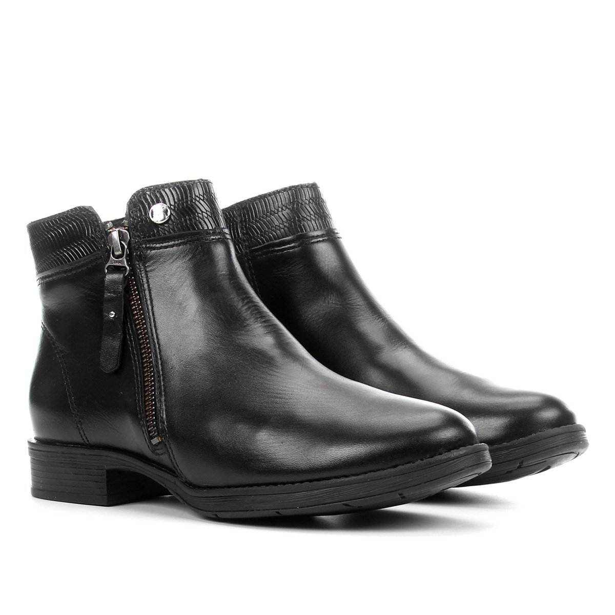 bota feminina com zíper em couro bottero