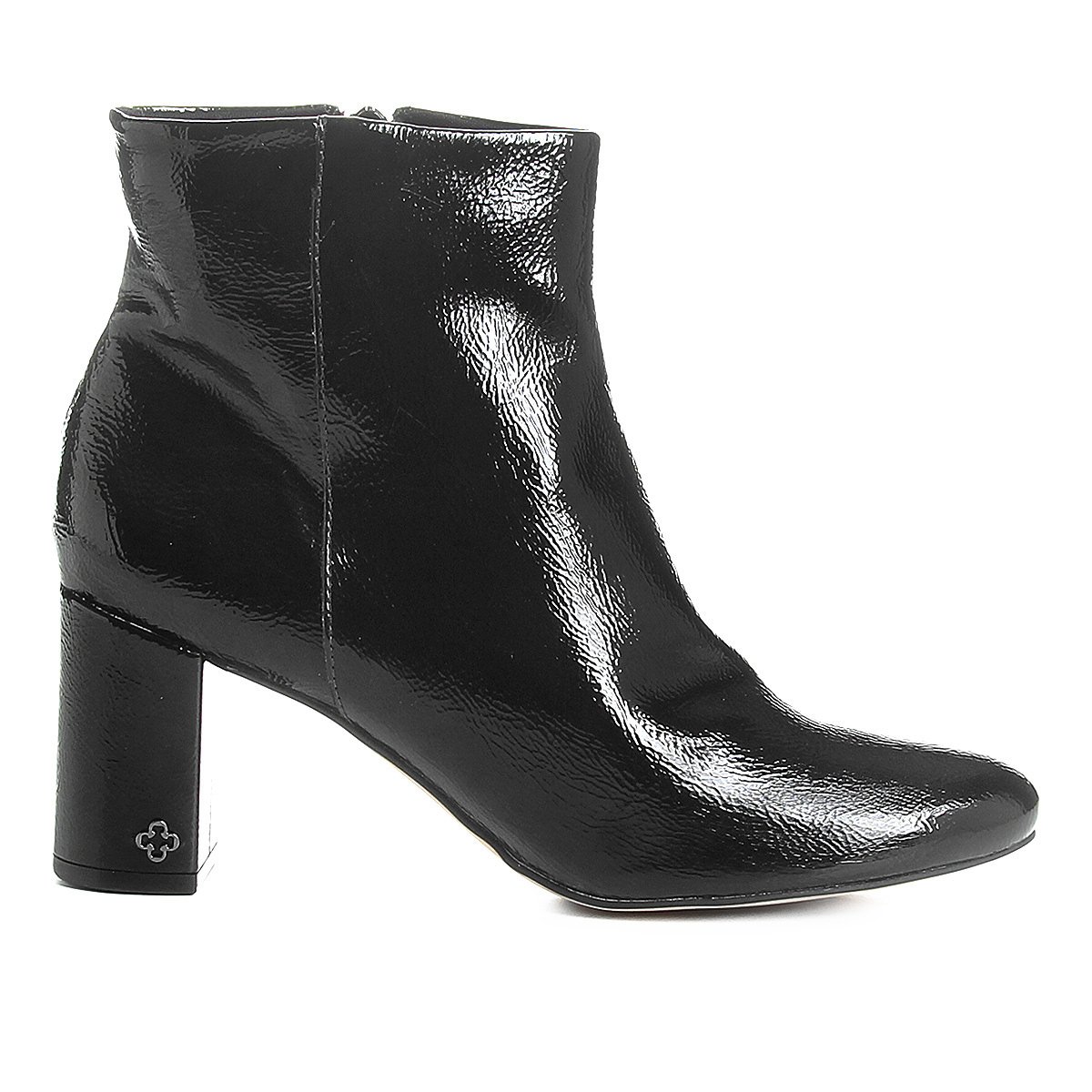 bota cano curto verniz cadarço
